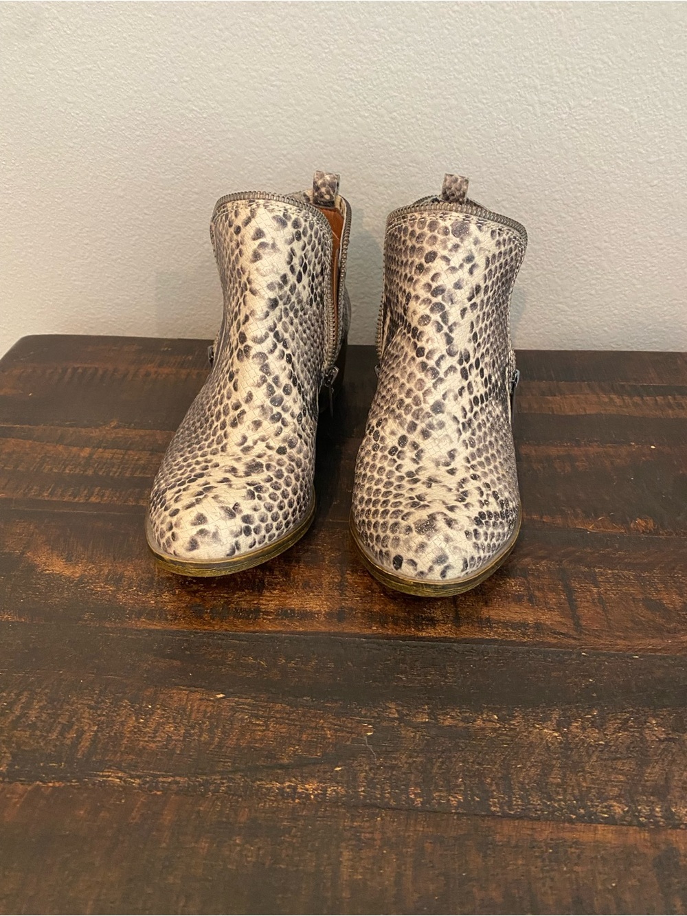 Lucky Brand Snakeskin Print Ankle Boots - Neutral Tones